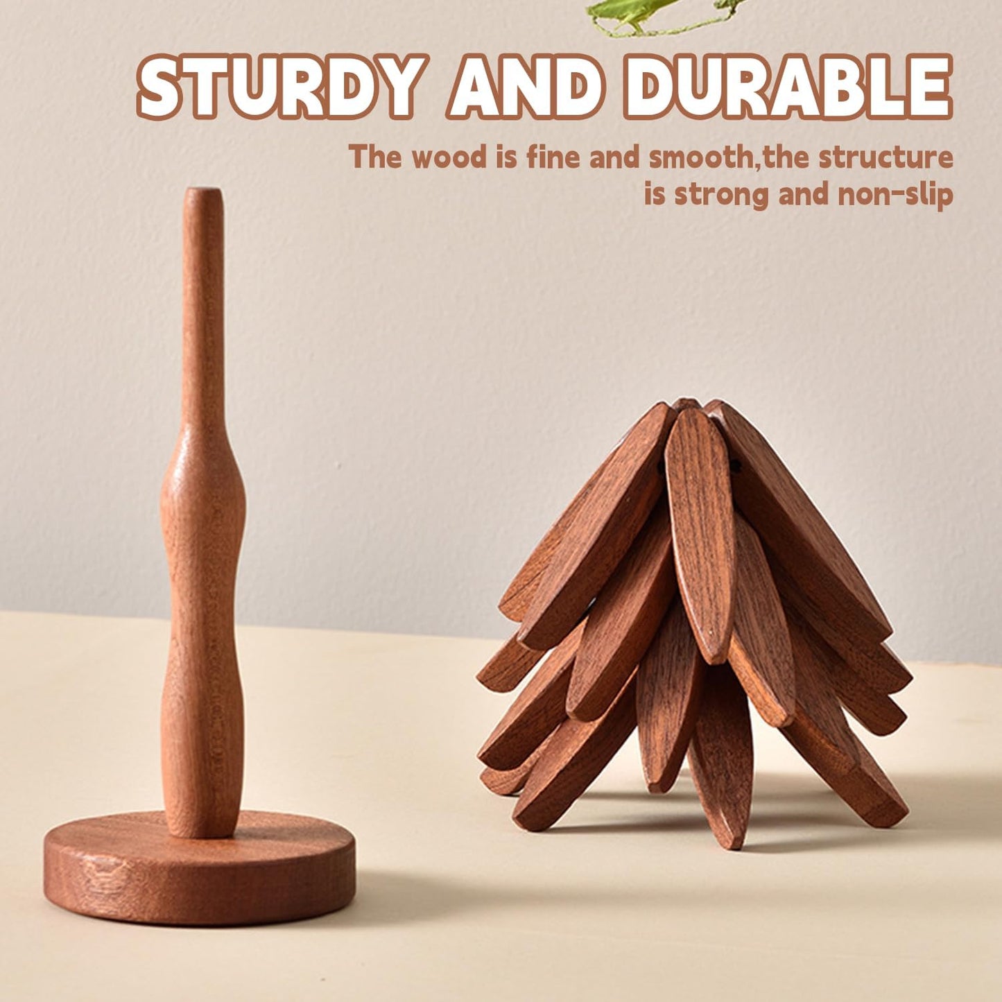 🔥Christmas Early Discount 49% Off✨Natural Tree Trivet Set - 4 Wooden Trivets & 1 Stand Like a Christmas Tree