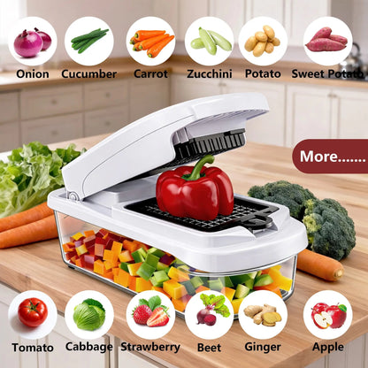 Professional Vegetable Chopper, 15-in-1 Multifunctional Food Chopper