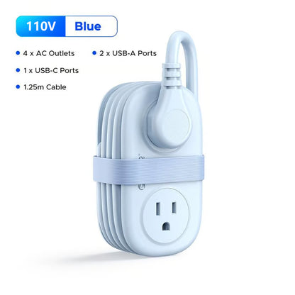 🔌Travel Power Strip, ORICO 4 Outlets 2 USB Ports (1 USB C) with 4FT Wrapped Short Extension Cord Small Power Strip