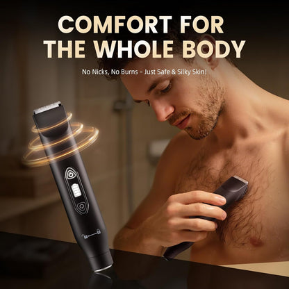 Electric Groin Hair Trimmer ,Nose Hair Trimmer, Dual Heads Waterproof Ball Pubic Shaver for Male and Female,Replaceable Ceramic Blade Heads, Wet/Dry Body Razor,Husband Gift