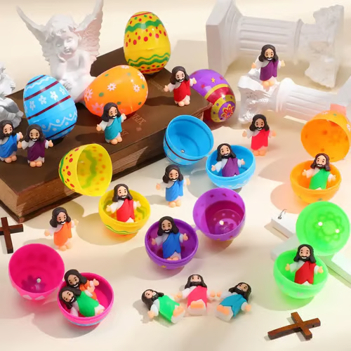 ✝️Christian Easter Surprise Eggs: Pre‑Filled Eggs with Mini Jesus Figures – Share Hope & Faith This Spring🌸