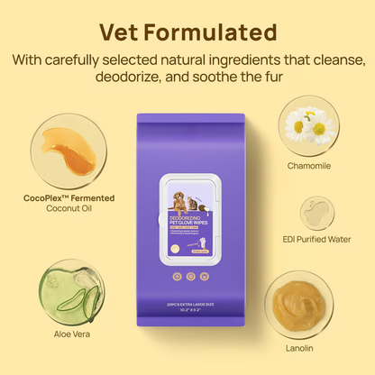💥Early Eeaster Sale 50% Off🐶20pcs Deodorizing Pet Grooming Glove Wipes