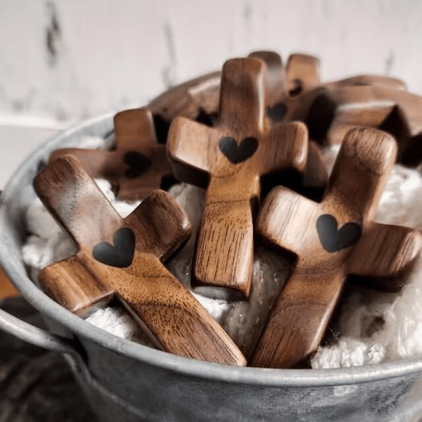 ✝️ Handcrafted Wooden Cross My Heart — 100% Handmade & Faithful Symbol
