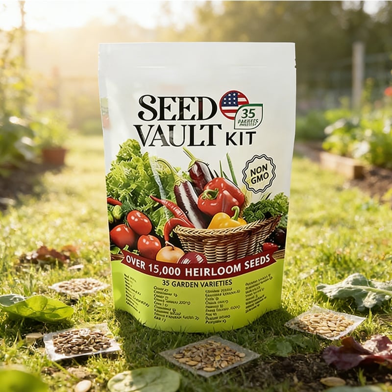 🥦Ultimate Survival Seed Vault (15,000+ Seeds) – 35 Variety Pack with 3-5Year Shelf Life🌿