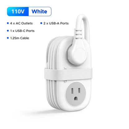 🔌Travel Power Strip, ORICO 4 Outlets 2 USB Ports (1 USB C) with 4FT Wrapped Short Extension Cord Small Power Strip