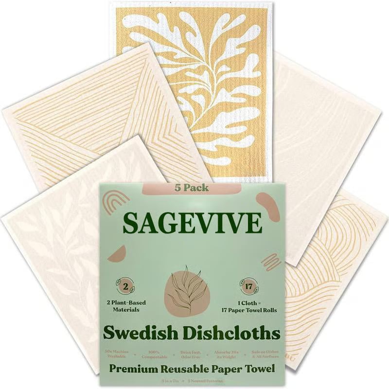 Swedish Dishcloths for Kitchen & Cleaning | 5 Pack