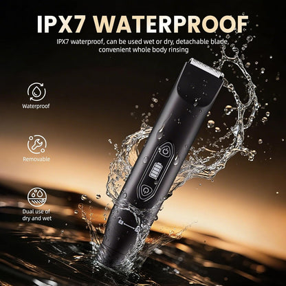 Electric Groin Hair Trimmer ,Nose Hair Trimmer, Dual Heads Waterproof Ball Pubic Shaver for Male and Female,Replaceable Ceramic Blade Heads, Wet/Dry Body Razor,Husband Gift