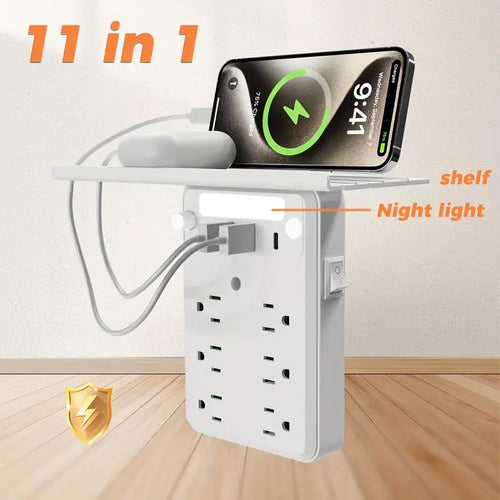🏆Black Friday 60% OFF💥🎁Wall Outlet Extender with Shelf Night