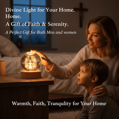 ✝️ Crystal Ball Night Light with Wooden Base