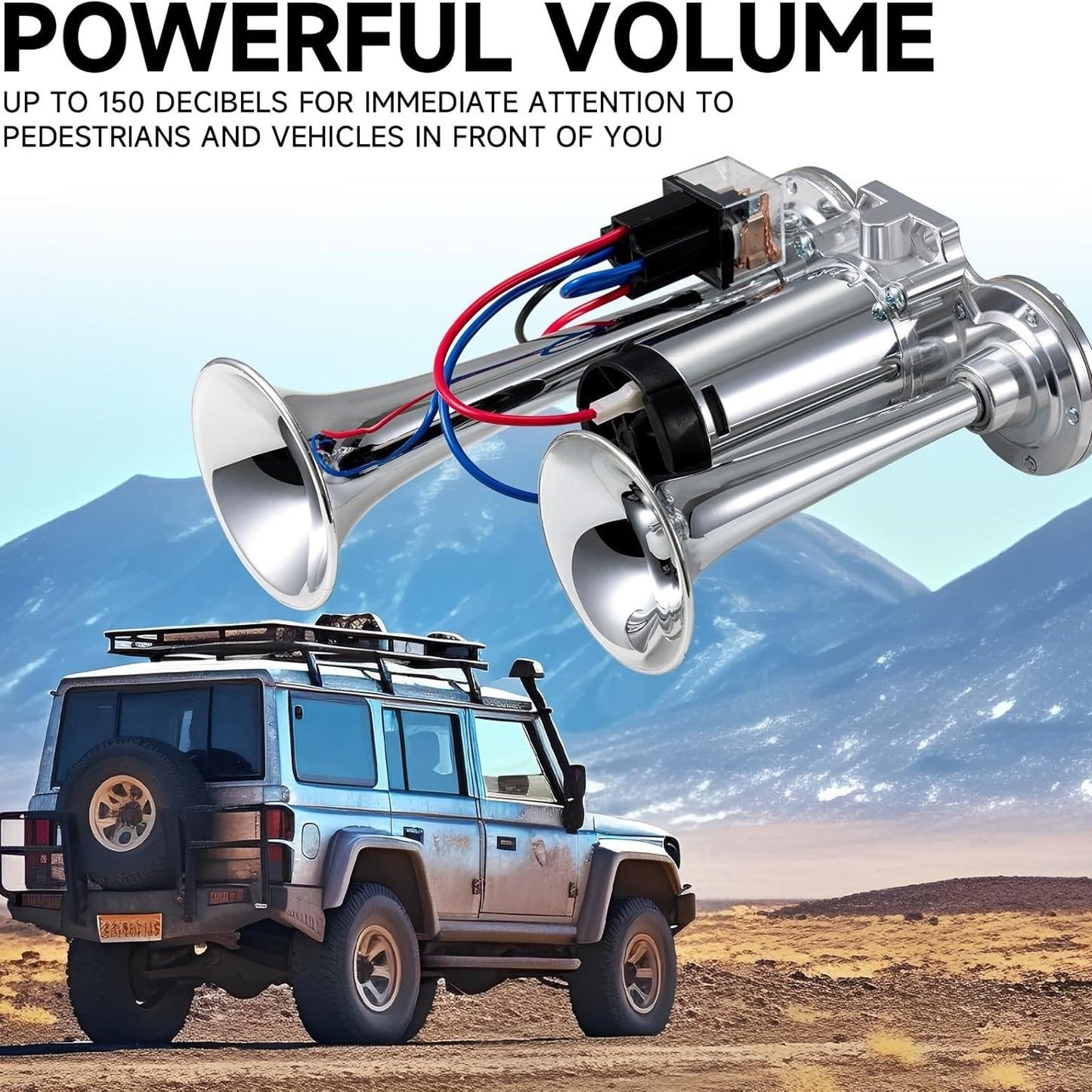 🔥LAST DAY 49% OFF - 🚗🔧2026 Upgraded 12V Dual Air Horn Kit – 130DB Super Loud Dual Horn with Compressor for Cars, Trucks, SUVs, Boats & More(✨Includes installation manual and video guide)