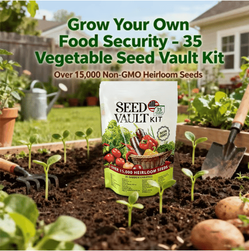 🥦Ultimate Survival Seed Vault (15,000+ Seeds) – 35 Variety Pack with 3-5Year Shelf Life🌿