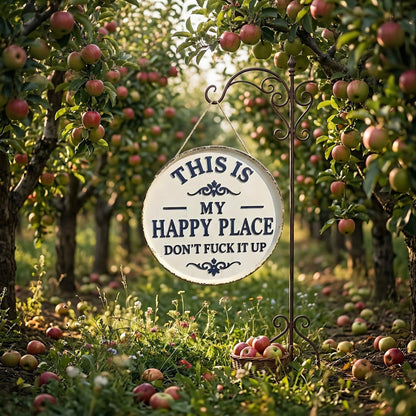 Funny Garden Metal Sign – “This Is My Happy Place Don’t F*ck It Up” Vintage Decor