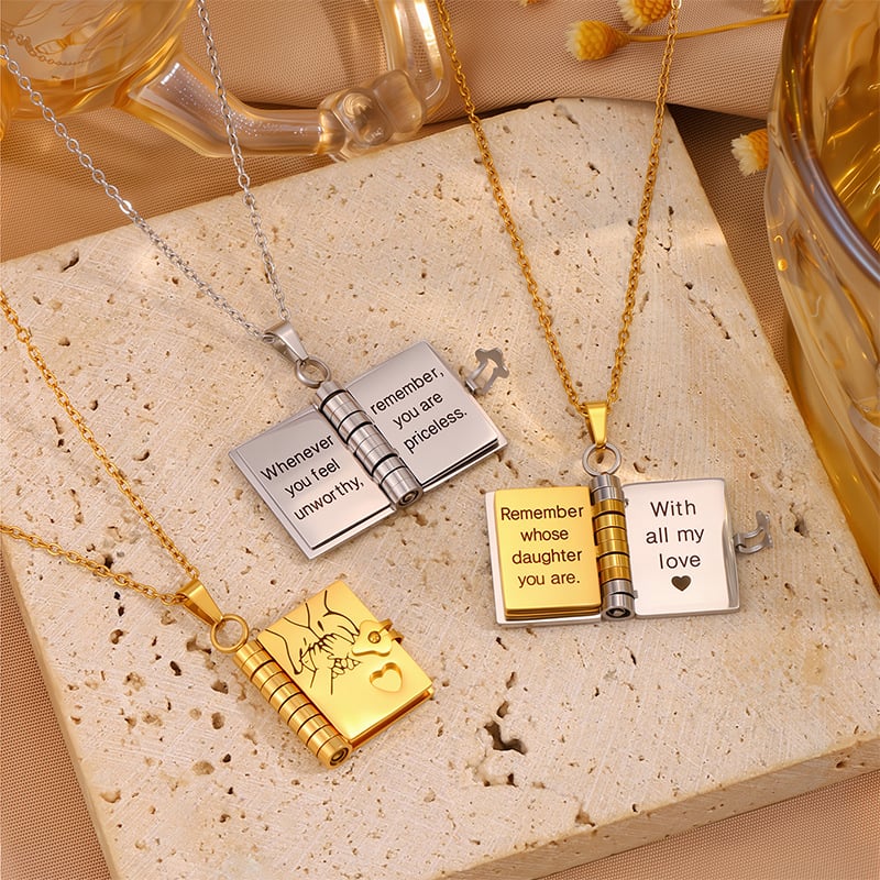 💌My Book Necklace for Daughter,Son or Lover🎁Birthday Day Gift Graduation Jewelry of Love