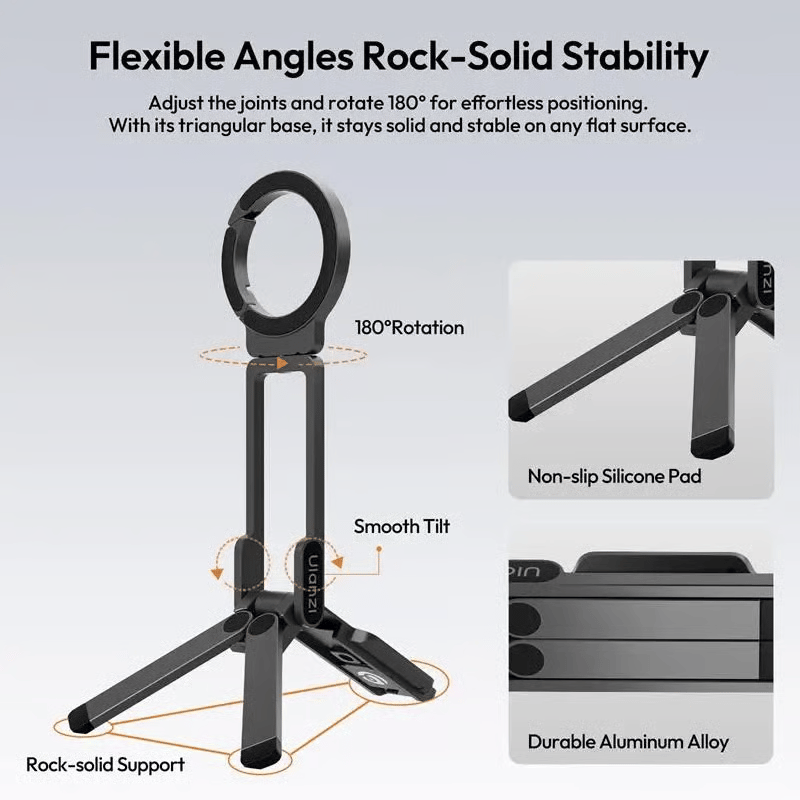 Magnetic Phone Tripod for iPhone, MA38 Portable Phone Holder Mini Tripod for Magsafe