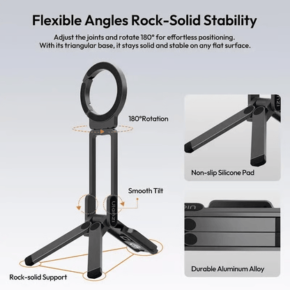 Magnetic Phone Tripod for iPhone, MA38 Portable Phone Holder Mini Tripod for Magsafe