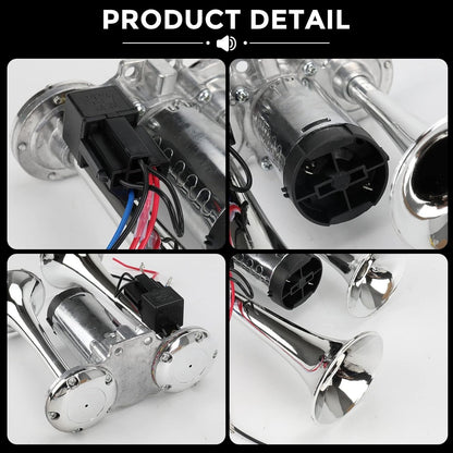🔥LAST DAY 49% OFF - 🚗🔧2026 Upgraded 12V Dual Air Horn Kit – 130DB Super Loud Dual Horn with Compressor for Cars, Trucks, SUVs, Boats & More(✨Includes installation manual and video guide)