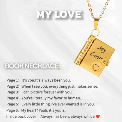 💌My Book Necklace for Daughter,Son or Lover🎁Birthday Day Gift Graduation Jewelry of Love