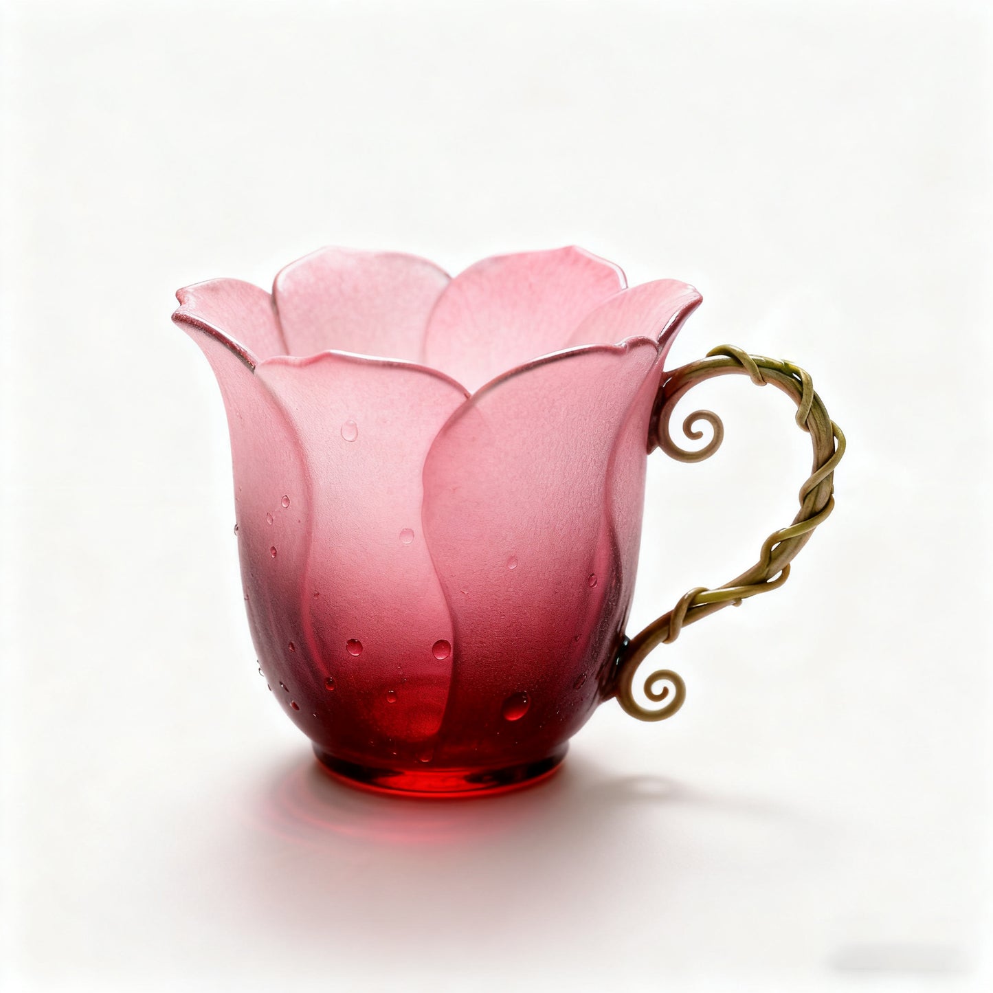 🌲Christmas Gift--“Handcrafted Petal Cup with Vine Handle | Blush Mint · Rose Quartz · Crimson Bloom · Petal Mist”