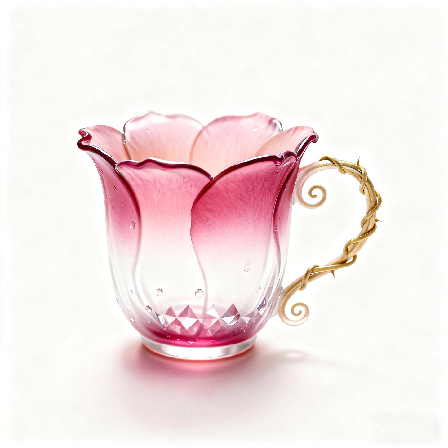 🌲Christmas Gift--“Handcrafted Petal Cup with Vine Handle | Blush Mint · Rose Quartz · Crimson Bloom · Petal Mist”