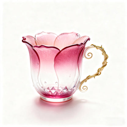 🌲Christmas Gift--“Handcrafted Petal Cup with Vine Handle | Blush Mint · Rose Quartz · Crimson Bloom · Petal Mist”