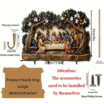 🌲Christmas Gift 50% Off--Communion themed wooden multifunctional home key holder (11.8 "X9.9")