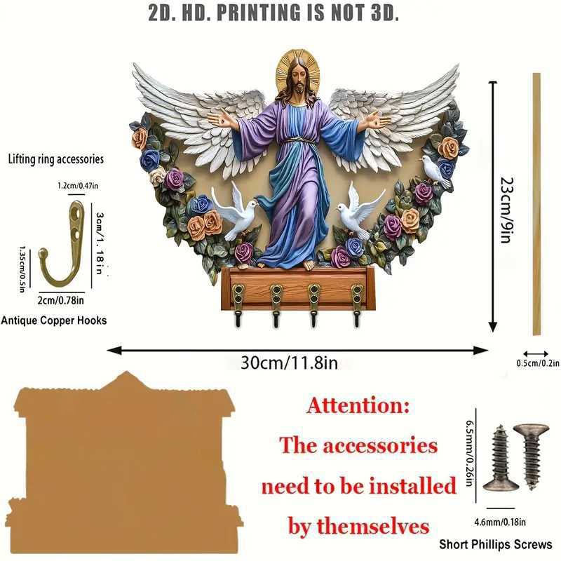 🌲Christmas Gift 50% Off--Communion themed wooden multifunctional home key holder (11.8 "X9.9")