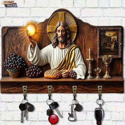 🌲Christmas Gift 50% Off--Communion themed wooden multifunctional home key holder (11.8 "X9.9")