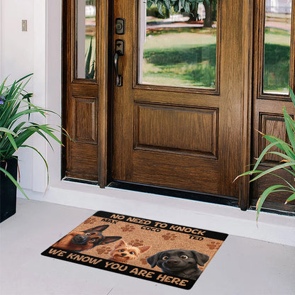 Personalized “No Need to Knock” Doormat – Custom Dog & Cat Doormat with Pet Names – Funny Welcome Mat