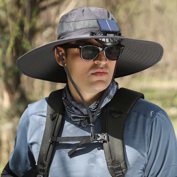 ⚡ Solar Powered Fan Sun Hat | 🛡️ UPF 50+ UV Protection Wide Brim Cooling Cap | 🔋 USB Rechargeable & Breathable for Fishing 🎣, Hiking ⛰️ & Gardening 🌻