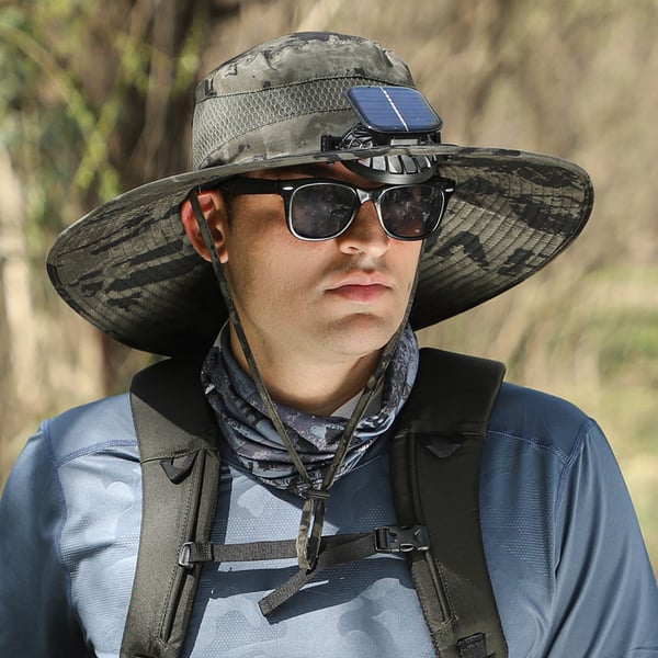 ⚡ Solar Powered Fan Sun Hat | 🛡️ UPF 50+ UV Protection Wide Brim Cooling Cap | 🔋 USB Rechargeable & Breathable for Fishing 🎣, Hiking ⛰️ & Gardening 🌻