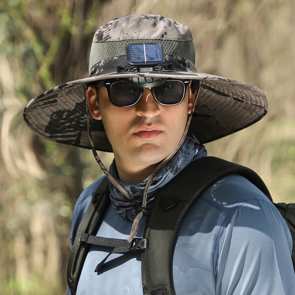 ⚡ Solar Powered Fan Sun Hat | 🛡️ UPF 50+ UV Protection Wide Brim Cooling Cap | 🔋 USB Rechargeable & Breathable for Fishing 🎣, Hiking ⛰️ & Gardening 🌻