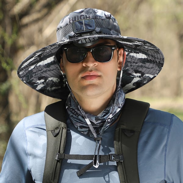 ⚡ Solar Powered Fan Sun Hat | 🛡️ UPF 50+ UV Protection Wide Brim Cooling Cap | 🔋 USB Rechargeable & Breathable for Fishing 🎣, Hiking ⛰️ & Gardening 🌻
