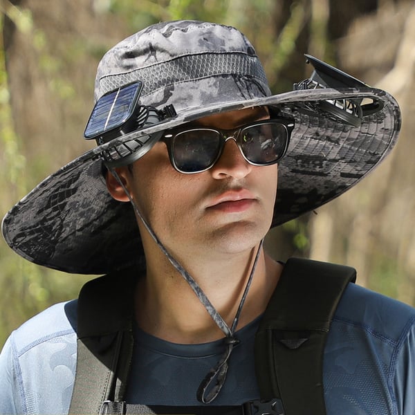 ⚡ Solar Powered Fan Sun Hat | 🛡️ UPF 50+ UV Protection Wide Brim Cooling Cap | 🔋 USB Rechargeable & Breathable for Fishing 🎣, Hiking ⛰️ & Gardening 🌻