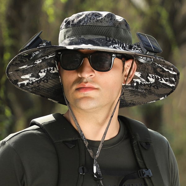 ⚡ Solar Powered Fan Sun Hat | 🛡️ UPF 50+ UV Protection Wide Brim Cooling Cap | 🔋 USB Rechargeable & Breathable for Fishing 🎣, Hiking ⛰️ & Gardening 🌻