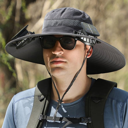 ⚡ Solar Powered Fan Sun Hat | 🛡️ UPF 50+ UV Protection Wide Brim Cooling Cap | 🔋 USB Rechargeable & Breathable for Fishing 🎣, Hiking ⛰️ & Gardening 🌻