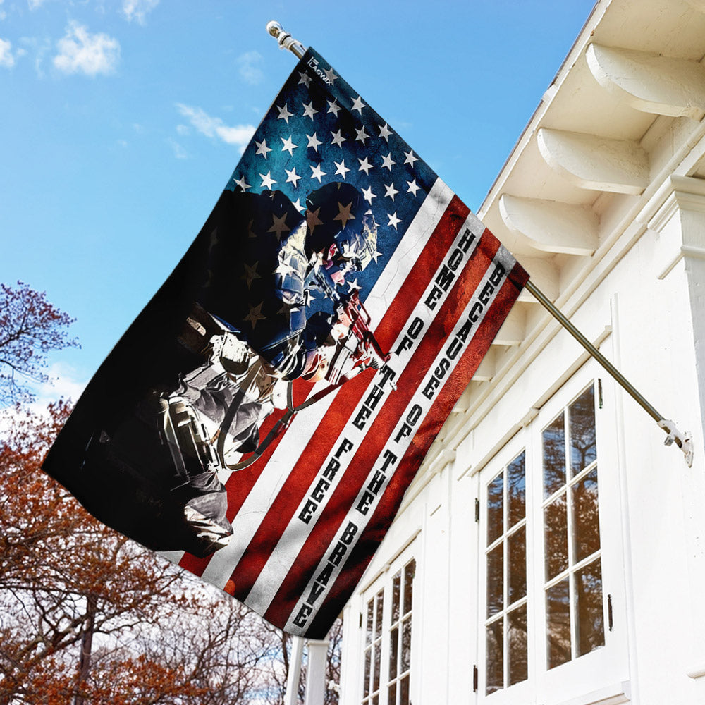 Home Of The Free Because Of The Brave American Soldier Flag