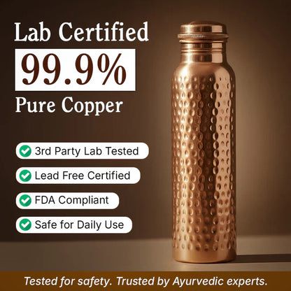 🔥99.9% Copper✨ Handmade Polished Pure Copper Ayurvedic Water Bottle (Free Cup Brush)