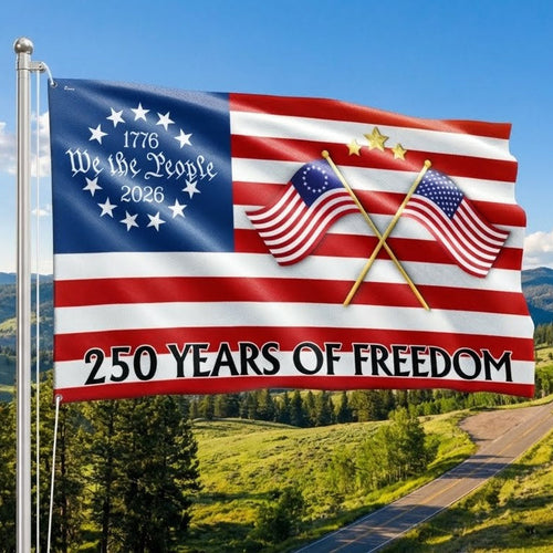 250 Years of Freedom Flag, 250th Anniversary Semiquincentennial American Grommet Flag