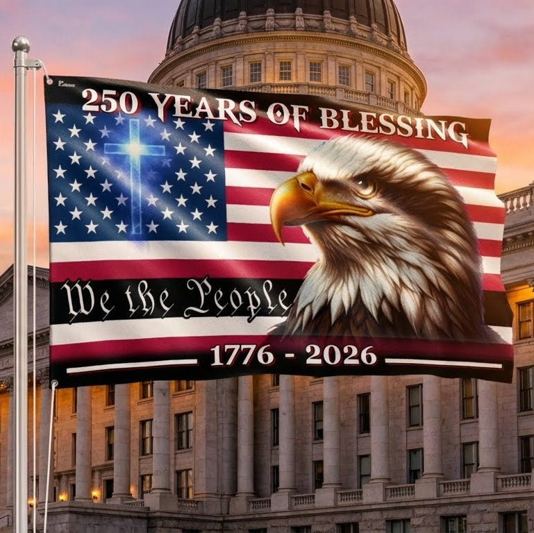 250 Years of Blessing America We The People Eagle Cross Grommet Flag