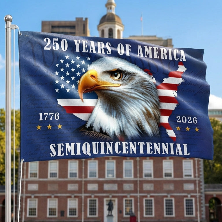 250 Years of America Flag, 1776 2026 Patriotic Eagle Grommet Flag