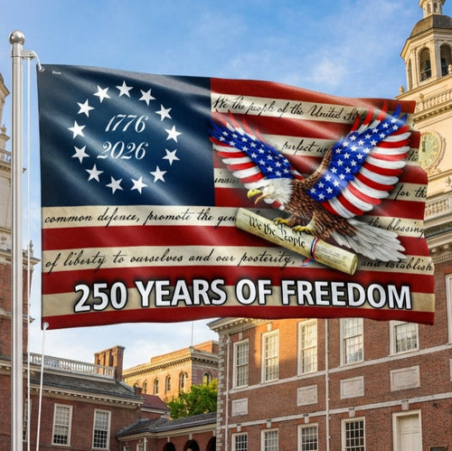 250 Years of Freedom Flag, We The People Patriotic 1776 2026 Grommet Flag