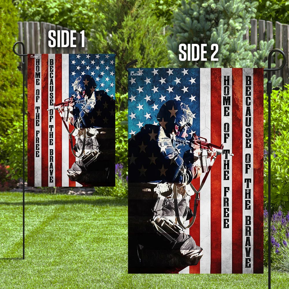 Home Of The Free Because Of The Brave American Soldier Flag