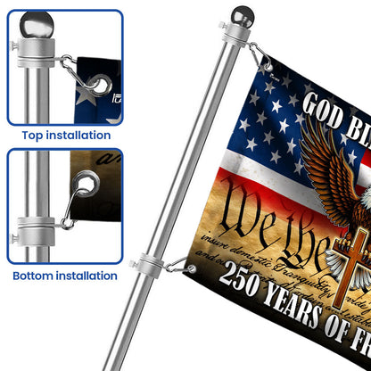 We The People Eagle Cross 250 Years of Freedom Patriotic Grommet Flag