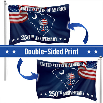 SC 250th Anniversary State Grommet Flag, South Carolina USA 1776–2026 Decor