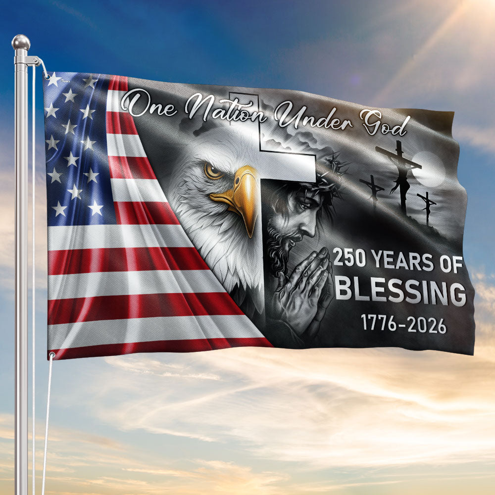 One Nation Under God Grommet Flag for 250 Years Of Blessing Decoration