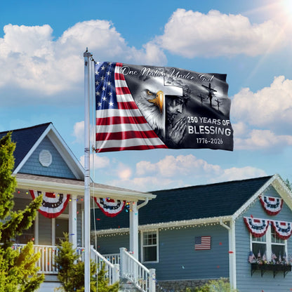 One Nation Under God Grommet Flag for 250 Years Of Blessing Decoration