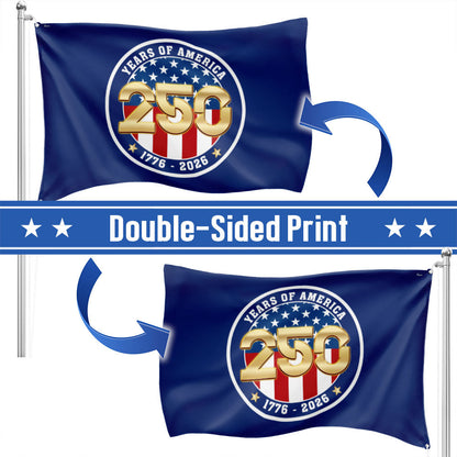 Patriotic 250 Years of America 1776 2026 Semiquincentennial Grommet Flag