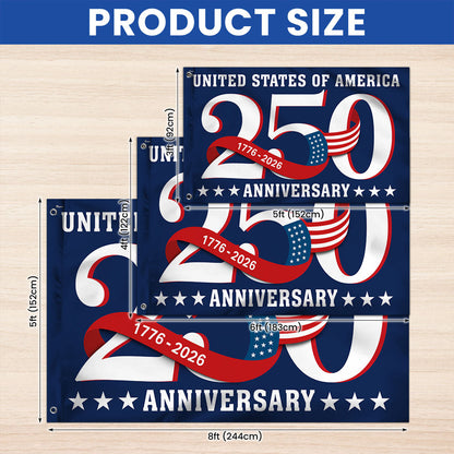 250 Years Patriotic Grommet Flag for the United States 1776 2026