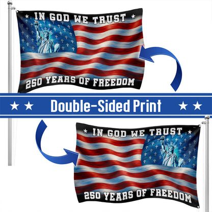 250 years of Freedom Christian Flag, In God We Trust Patriotic Grommet flag