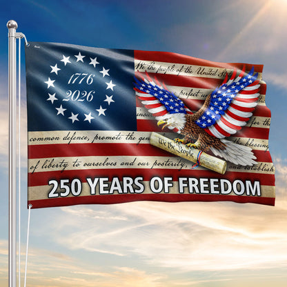 250 Years of Freedom Flag, We The People Patriotic 1776 2026 Grommet Flag